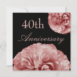 40. Jahrestags-Einladung PASTELLrosa Rosen Einladung