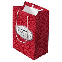 40. Jahrestags-Hochzeitstag-karminrotes Rot Z061 Mittlere Geschenktüte