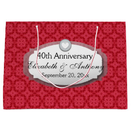 40. Jahrestags-Hochzeitstag-karminrotes Rot Z06 Große Geschenktüte