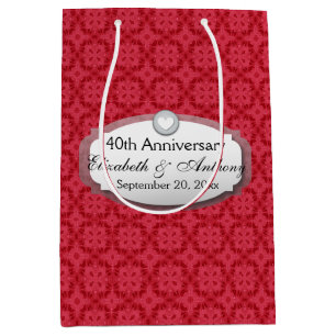 40. Jahrestags-Hochzeitstag-karminrotes Rot Z06 Mittlere Geschenktüte