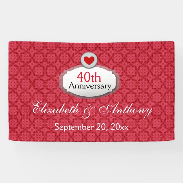 40. Jahrestags-rotes Muster A01 Banner (Horizontal)