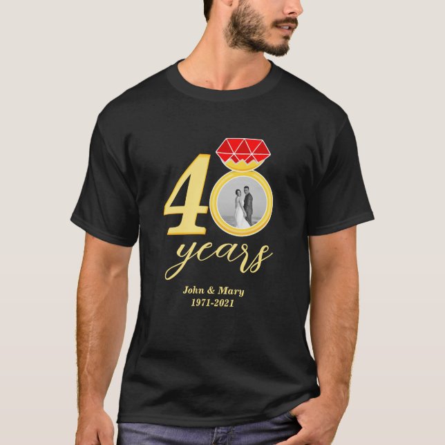 40. Jubiläum 40 Jahre Hochzeitsfest Foto T-Shirt (Vorderseite)