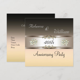 40. Jubiläum Elegante Creme-Beige-Einladung Einladung