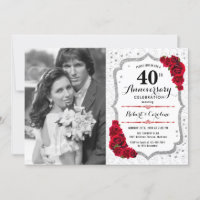 40. Jubiläum mit Foto - Ruby Red Silver