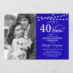 40. Jubiläum mit Foto - Sapphire Blue Einladung