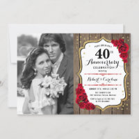 40. Jubiläum mit Foto - Wood Ruby Red