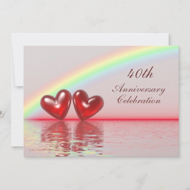 40. Jubiläum Ruby Hearts Einladung (Vorderseite)