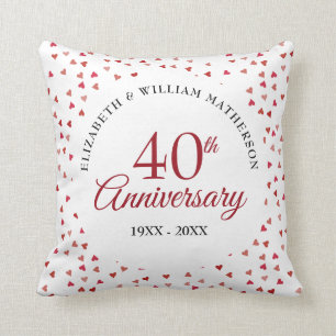 40. Jubiläum Ruby Hearts Konfetti Kissen