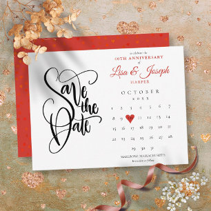 40. Jubiläum Save-the-Date-Kalender Ruby Heart Ankündigungspostkarte