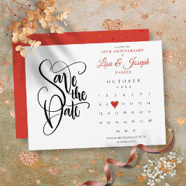 40. Jubiläum Save the Date Kalender Ruby Herz Postkarte