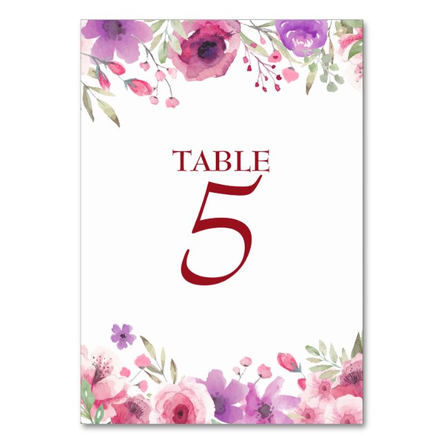 40. Jubiläum Wasserfarben Rose Tischnummer (Rückseite)