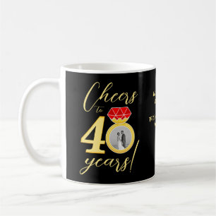40. Jubiläums-Doppel-Hochzeitsfoto-Vorlage Kaffeetasse