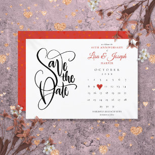 40. Jubiläums-Kalender Save-the-Date-Karte Ruby-He Einladung