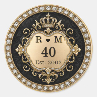 40. Jubiläums-Monogramm Goldsiegel Runder Aufkleber