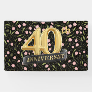 40. Jubiläums-Rose auf Schwarz Banner