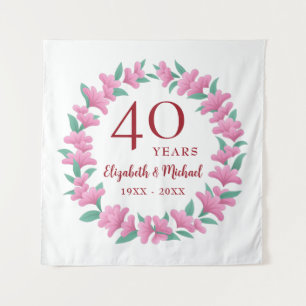 40. Jubiläums-Rubin-Blumen-Kranz in Rosa Wandteppich