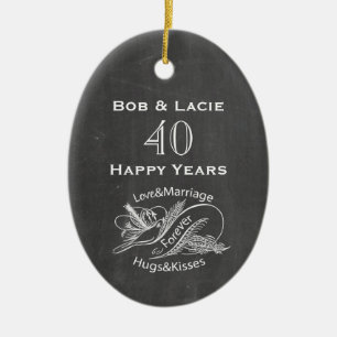 40. Jubiläums Vintage-Schultafel Personalisiert Keramik Ornament