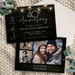 40. Jubiläumsfeier Rustikale Holzlichter Save The Date