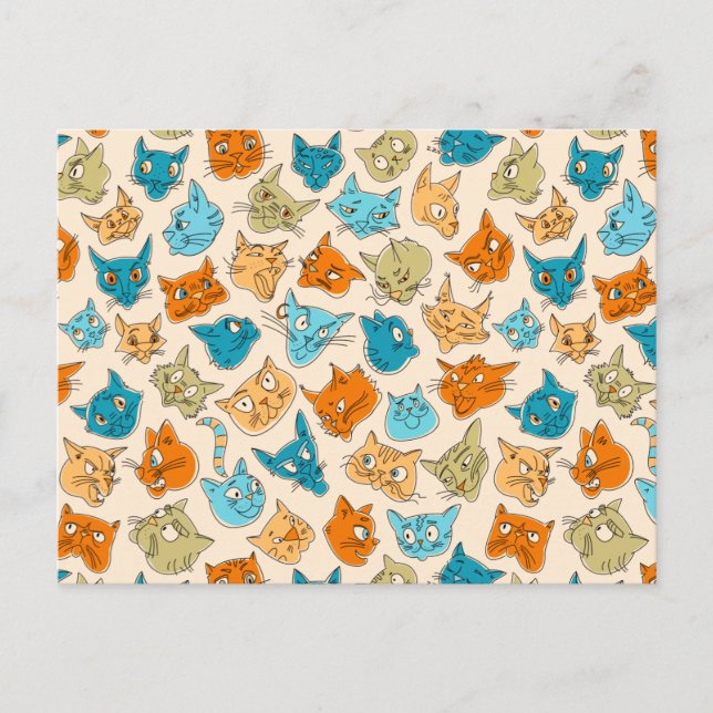 40 Katzengesichter und ein Schwanz Postkarte (Vorderseite)