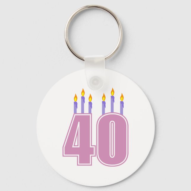 40 Kerzen (rosa / Lila) Schlüsselanhänger (Vorderseite)