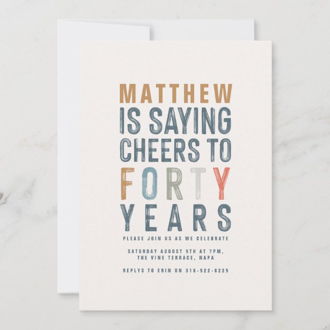 40. Klasse farbenfrohe Beifall bis 40 Jahre Geburt (Vorderseite)