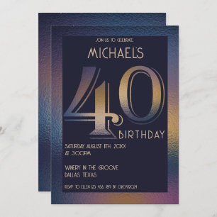 40. lila und goldener Geburtstag Einladung
