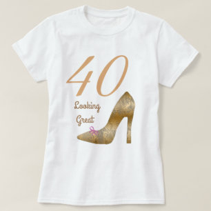 40 & Looking Great High Heel Pink Bow Schuh T-Shirt