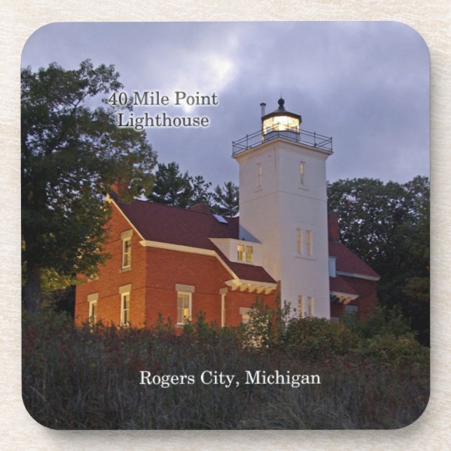 40 Meilen Point Ligthouse Dämmerung 6 Untersetzer  (Vorderseite)