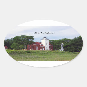40 Meilen-Punkt-Leuchtturmaufkleber Ovaler Aufkleber