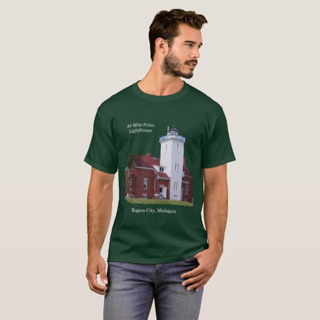 40 Mile Point Leuchtturm dunkles Shirt (Vorne ganz)
