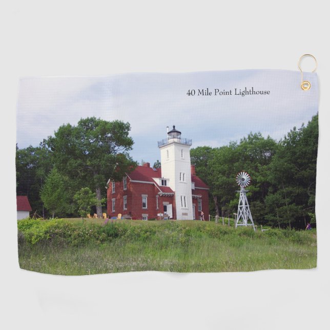 40 Mile Point Lighthouse Golf Handtuch (Horizontal)