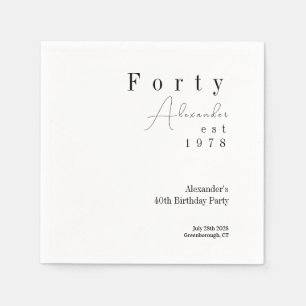 40 Minimal 40. Geburtstag Party Serviette