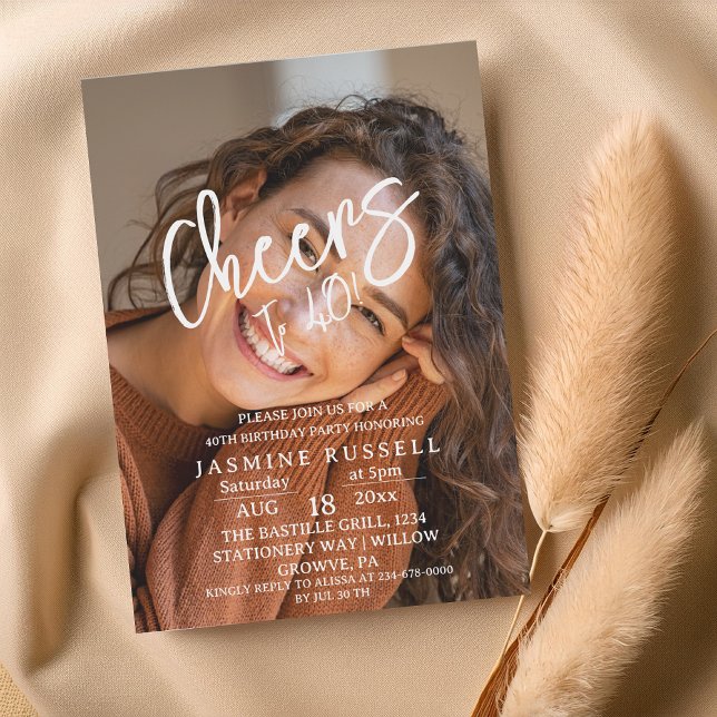40. Modern Foto Geburtstag für Frauen Einladung (Von Creator hochgeladen)