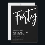 40 moderne Schwarz und Weiß 40. Geburtstag Einladung<br><div class="desc">40 moderne Schwarz-Weiß-Einladung zum 40. Geburtstag</div>