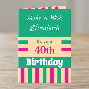 40. Name rosa grün Geburtstag Karte