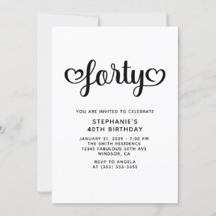 40 Niedlich Hearts Script 40. Geburtstag Einladung
