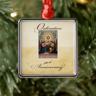 40. Ordination Anniversary Angels in Altar Ornament Aus Metall