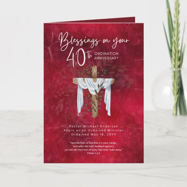 40. ORDINATION ANNIVERSARY Priester Pastor Ministe Karte (Vorderseite)