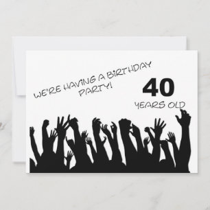 40. Party Einladung mit jubelnden Menschenmassen