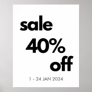 40 % Rabatt auf den Verkauf, Boutique im Einzelhan Poster