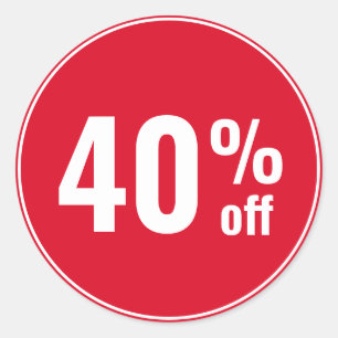40 % Rabatt beim Verkauf Runder Aufkleber