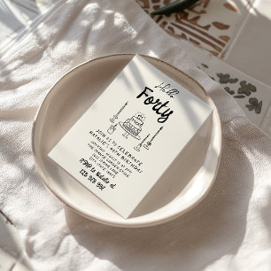 40. Retro Hand Drawn Cake Hallo 40 Geburtstag Einladung