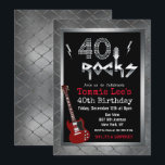 40 Rocks Rockstar Gitarre 40. Geburtstag Einladung<br><div class="desc">40 Rocks Rockstar Electric Gitarre Metal Metallic Silber Glitzer 40. Überraschung Geburtstagsfeier Einladung</div>