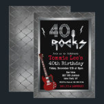 40 Rocks Rockstar Gitarre 40. Geburtstag Einladung<br><div class="desc">40 Rocks Rockstar Electric Gitarre Metal Metallic Silber Glitzer 40. Überraschung Geburtstagsfeier Einladung</div>