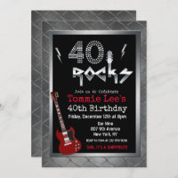 40 Rocks Rockstar Gitarre 40. Geburtstag Einladung