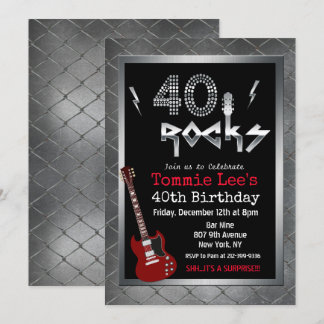 40 Rocks Rockstar Gitarre 40. Geburtstag Einladung