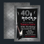 40 Rocks Rockstar Gitarre 40. Geburtstag Einladung<br><div class="desc">40 Rocks Rockstar Electric Gitarre Metal Metallic Silber Glitzer 40. Überraschung Geburtstagsfeier Einladung</div>