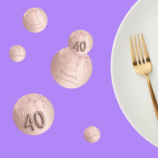 40. Rose Gold Glitzer Rosa Monogramm Konfetti (Von Creator hochgeladen)