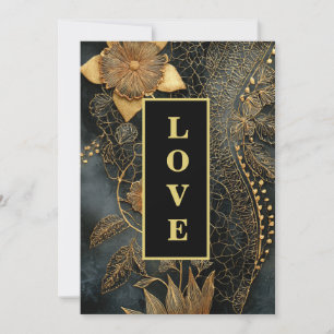*~ 40 RSVP AR26 QR Goldene Stickerei LOVE Vintage Einladung