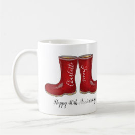 40. rubiner Hochzeitstag Garten weich Stiefel Kaffeetasse